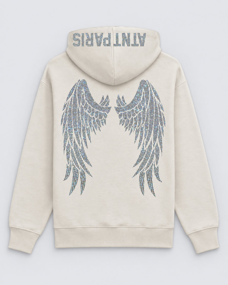 Sweat à Capuche Blanc Dark Angel Strass – ATNT Paris