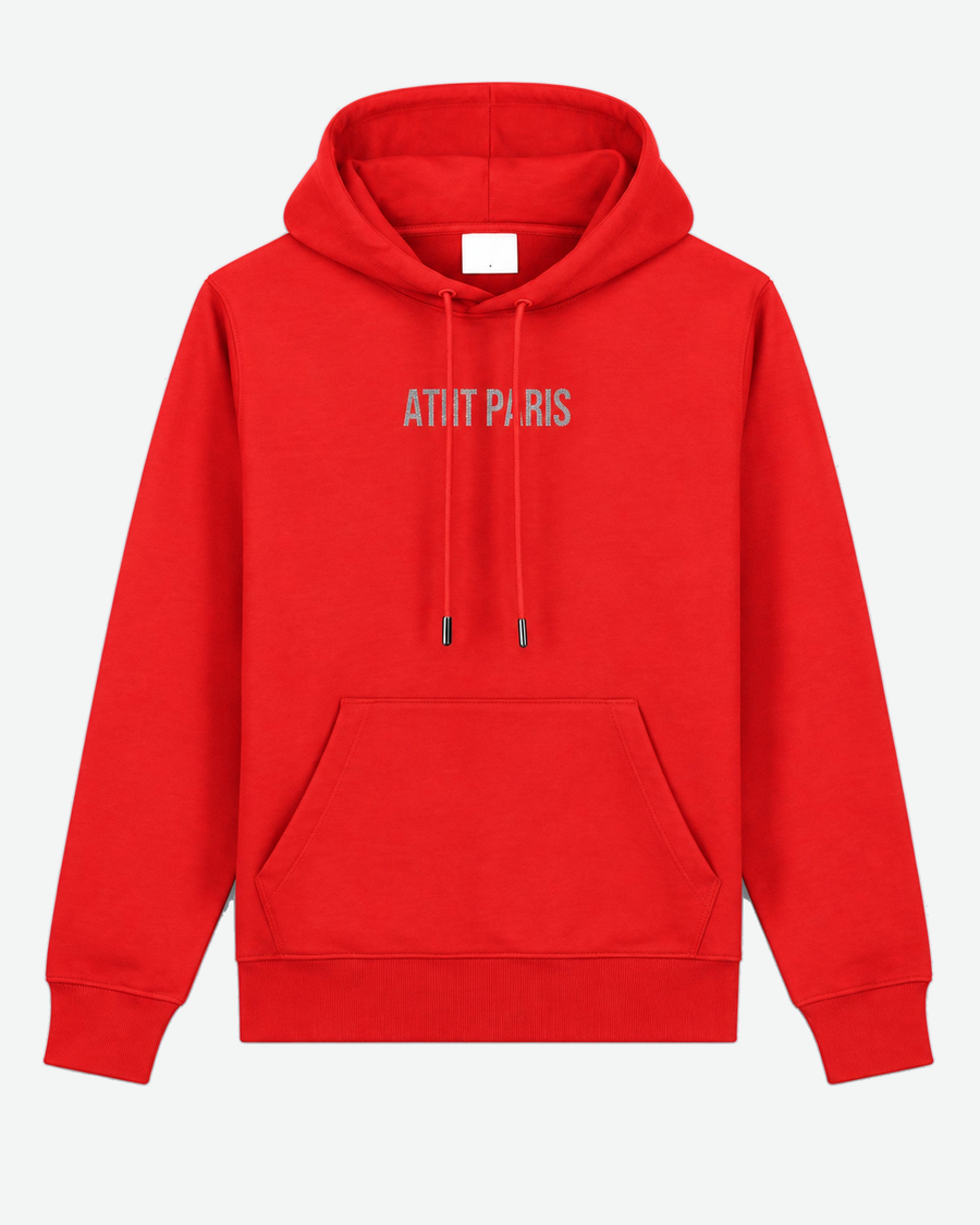 Sweat à Capuche Rouge Dark Angel Strass – ATNT Paris