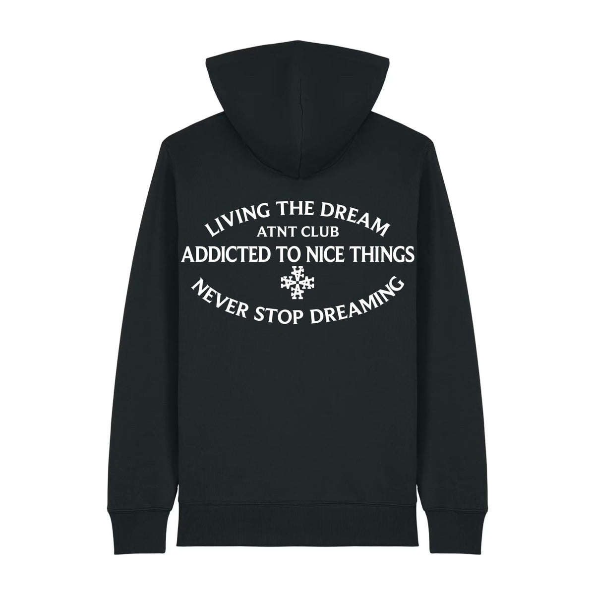 Gilet zippé noir Never Stop Dreaming ATNT PARIS, vue de dos.