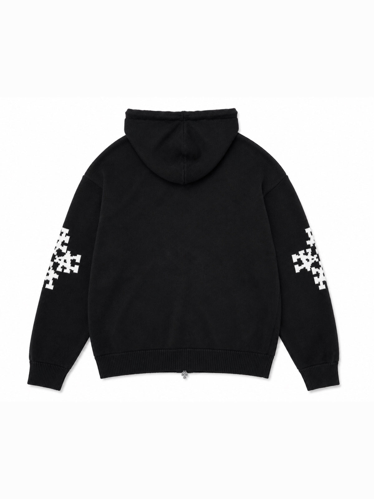 Hoodie zippé maille épaisse emblème noir ATNT PARIS, vue de dos.