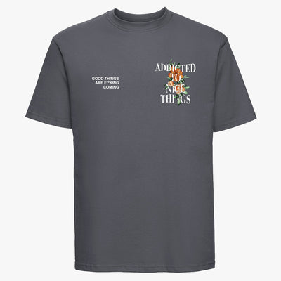 GOOD THINGS ARE F**K COMING - TEE SHIRT UNISEXE GRIS SOURIS
