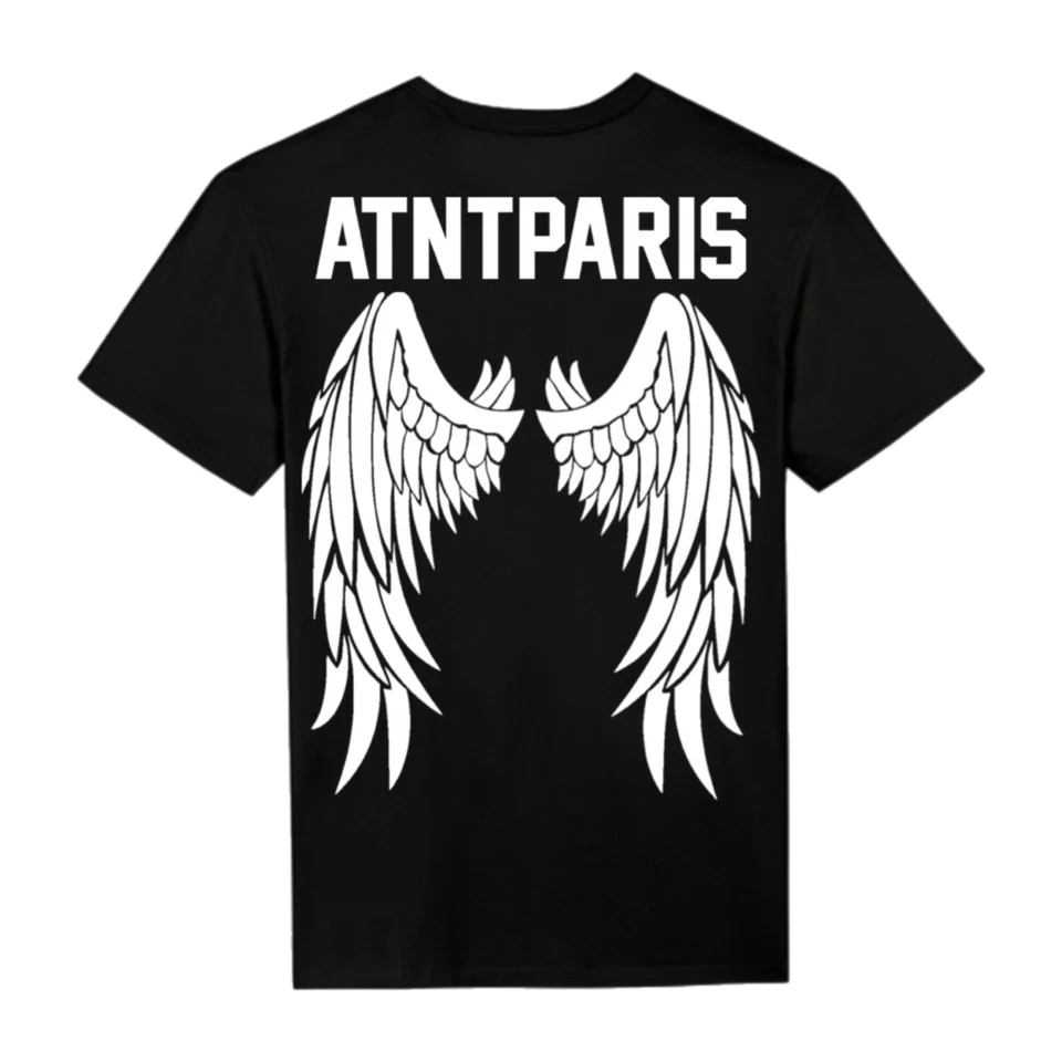 t shirt unisexe noir ailes d'anges atnt paris