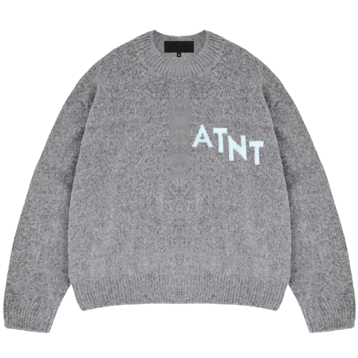 Pull oversize gris effet cachemire ATNT PARIS, vue de face.