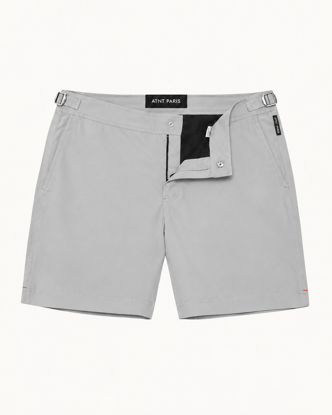 Short de bain riviera gris perle ATNT PARIS, vue de face.