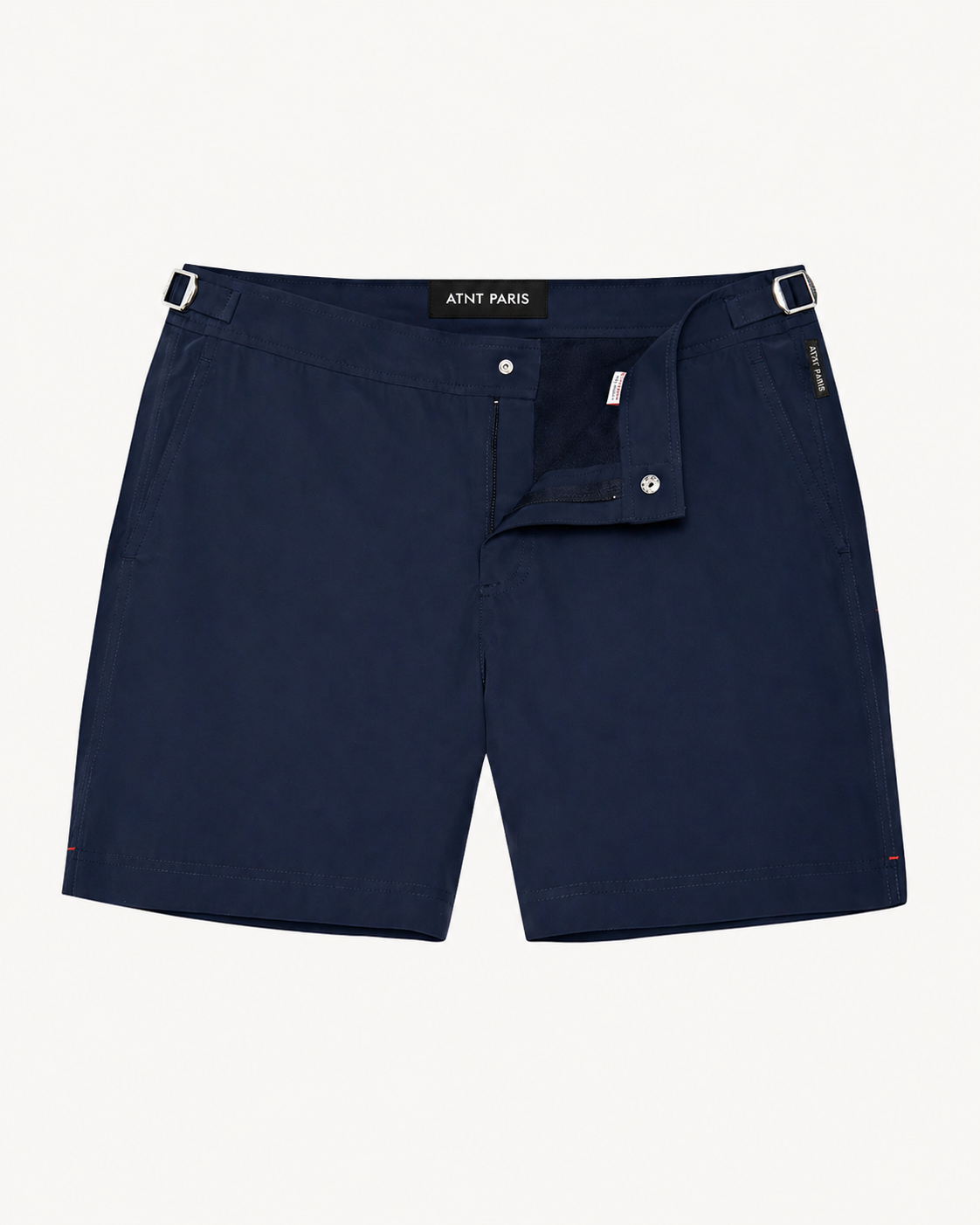 Short riviera bleu marine ATNT PARIS, vue de face.