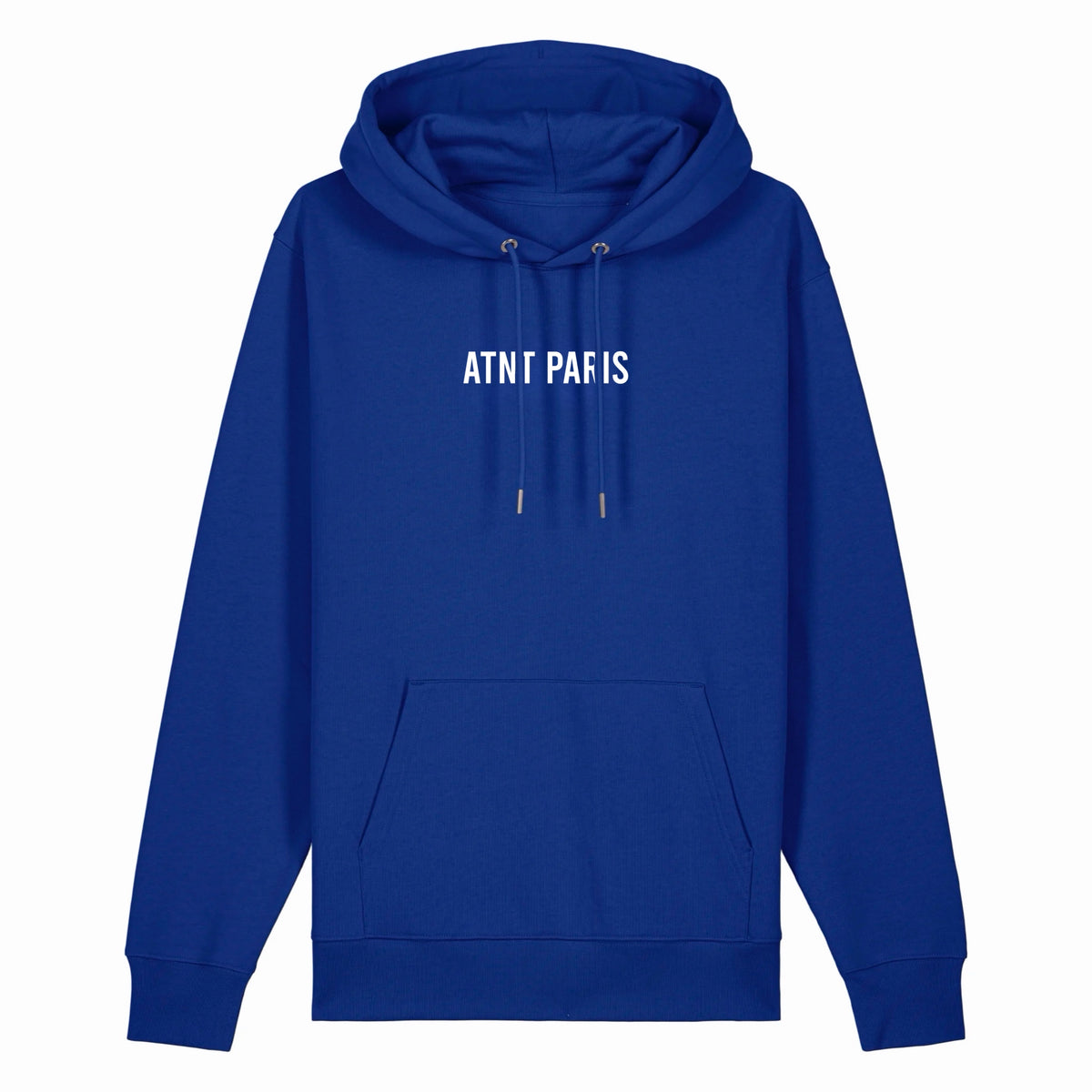 Sweat à capuche bleu Dark Angel ATNT PARIS, vue de face.