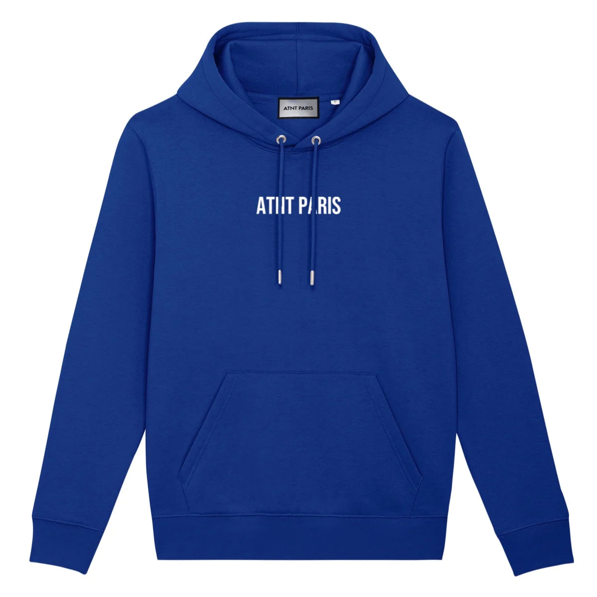 Sweat à capuche bleu f***ed ATNT PARIS, vue de face.