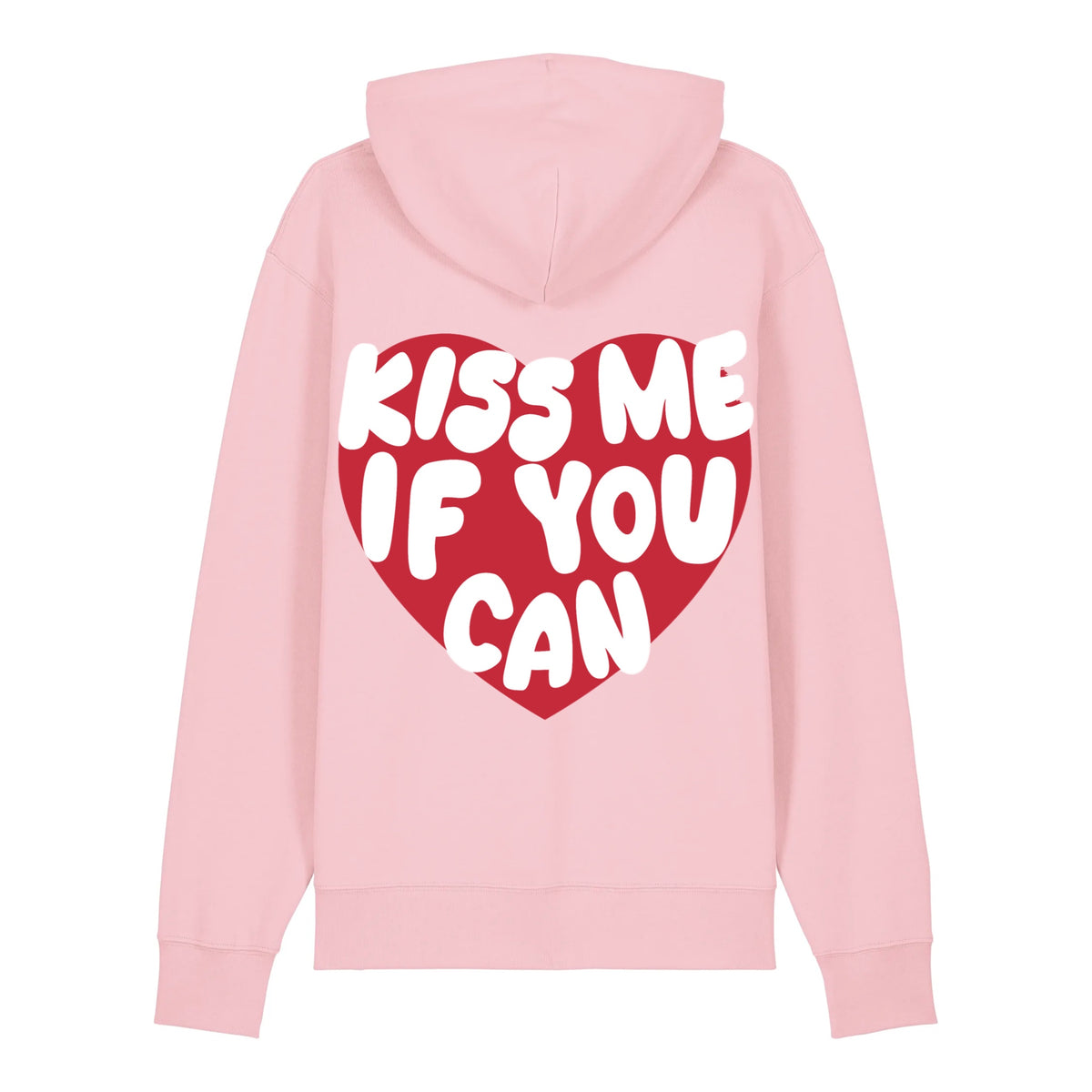 Sweat à capuche Kiss Me If You Can rose ATNT PARIS, vue de dos.