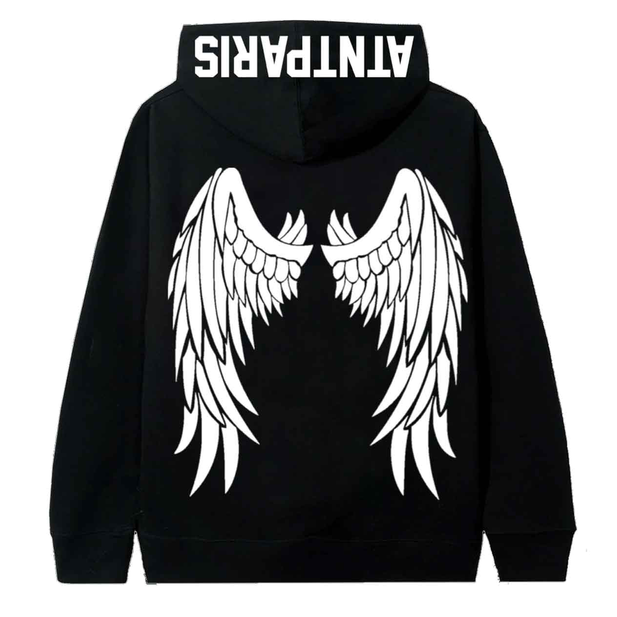 Sweat à capuche noir Dark Angel ATNT PARIS, vue de dos.