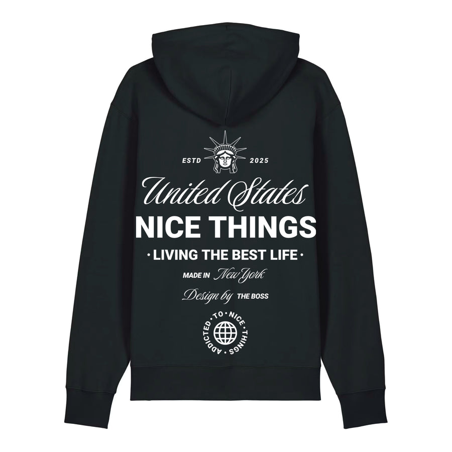 Sweat Capuche Noir  –  NYC Héritage