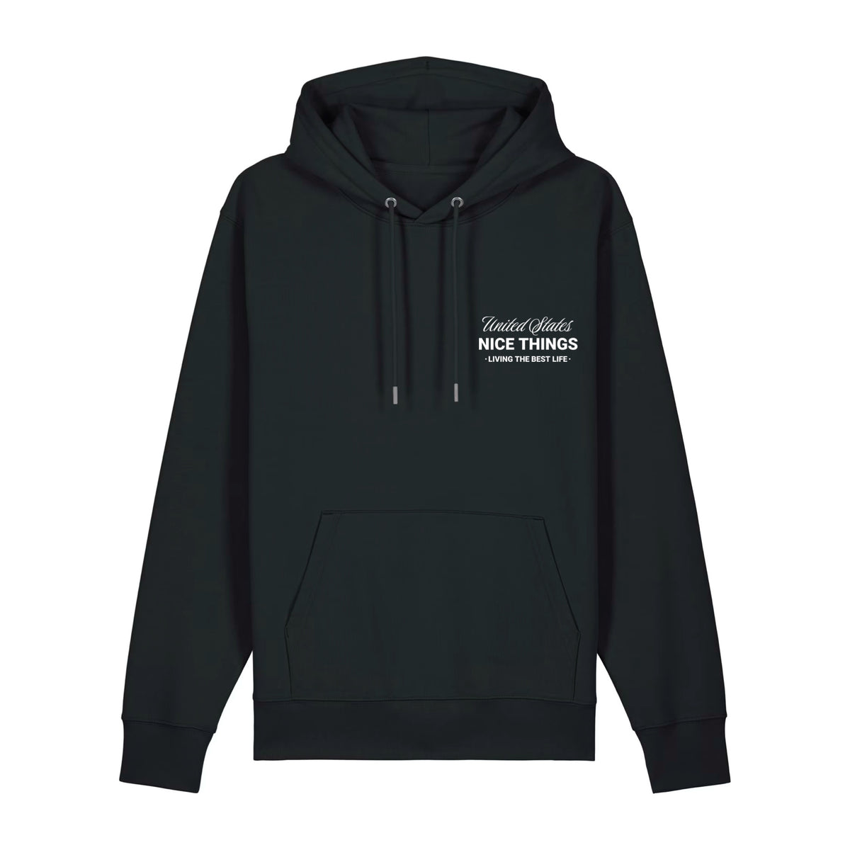 Sweat à capuche noir NYC Héritage ATNT PARIS, vue de face.