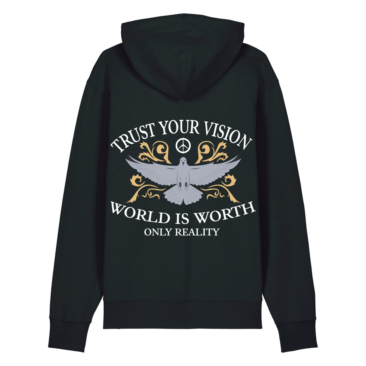 Sweat à capuche noir Trust Your Vision ATNT PARIS, vue de dos.