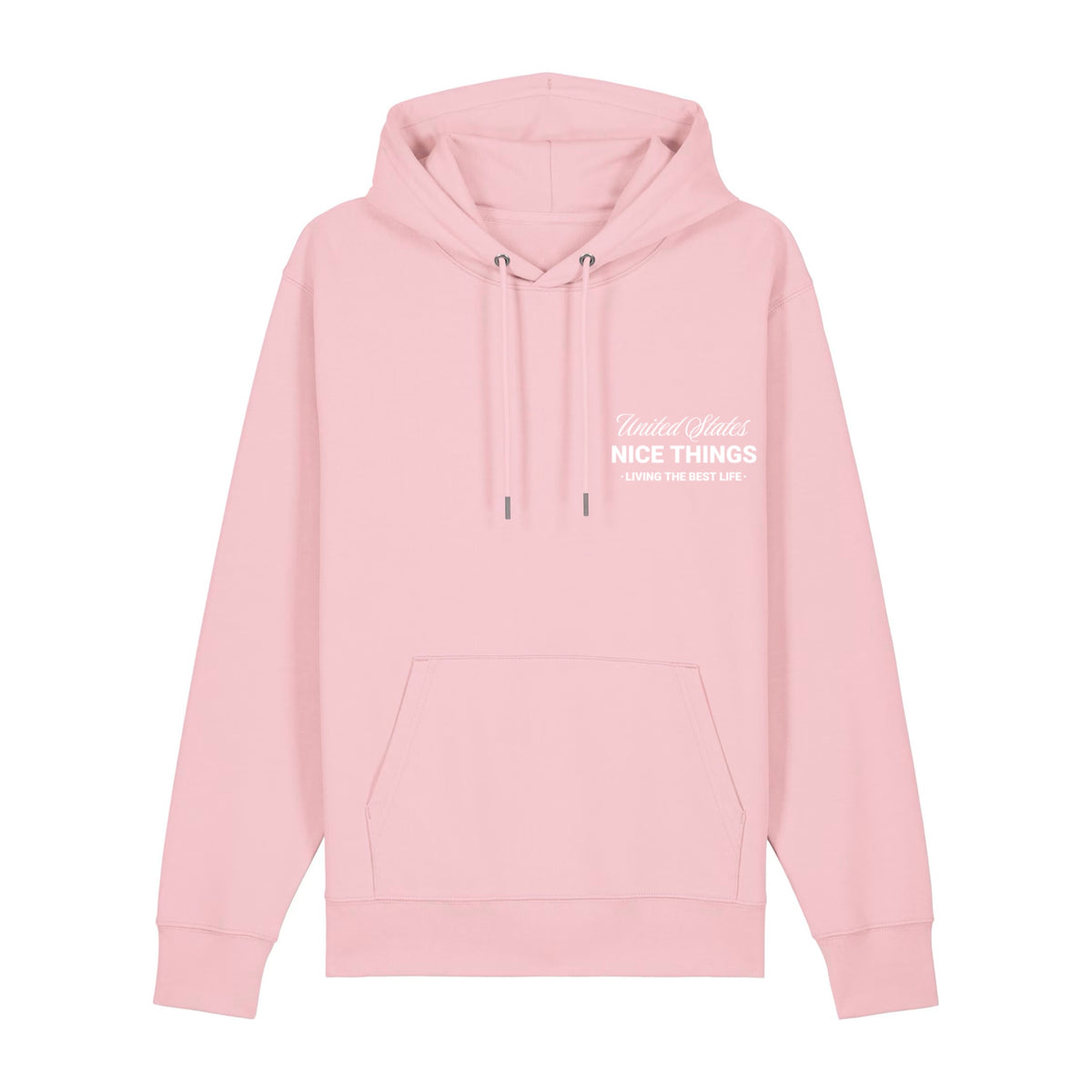 Sweat à capuche rose clair NYC Héritage ATNT PARIS, vue de face.