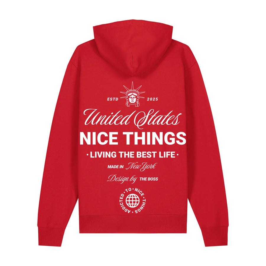 Sweat Capuche Rouge   –  NYC Héritage