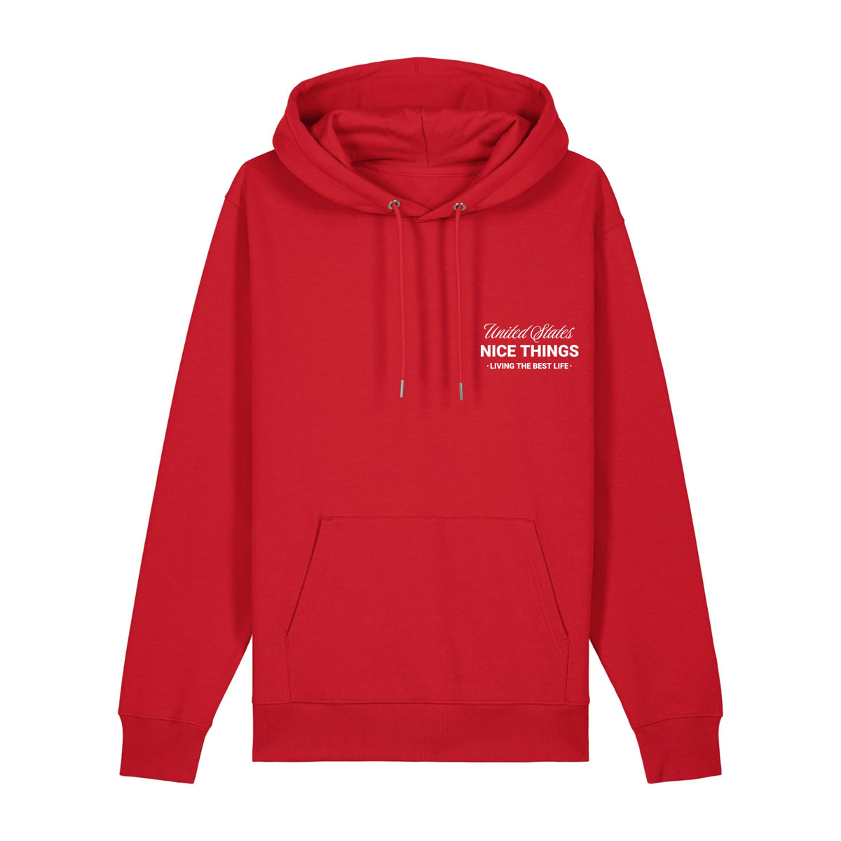 Sweat à capuche rouge NYC Héritage ATNT PARIS, vue de face.