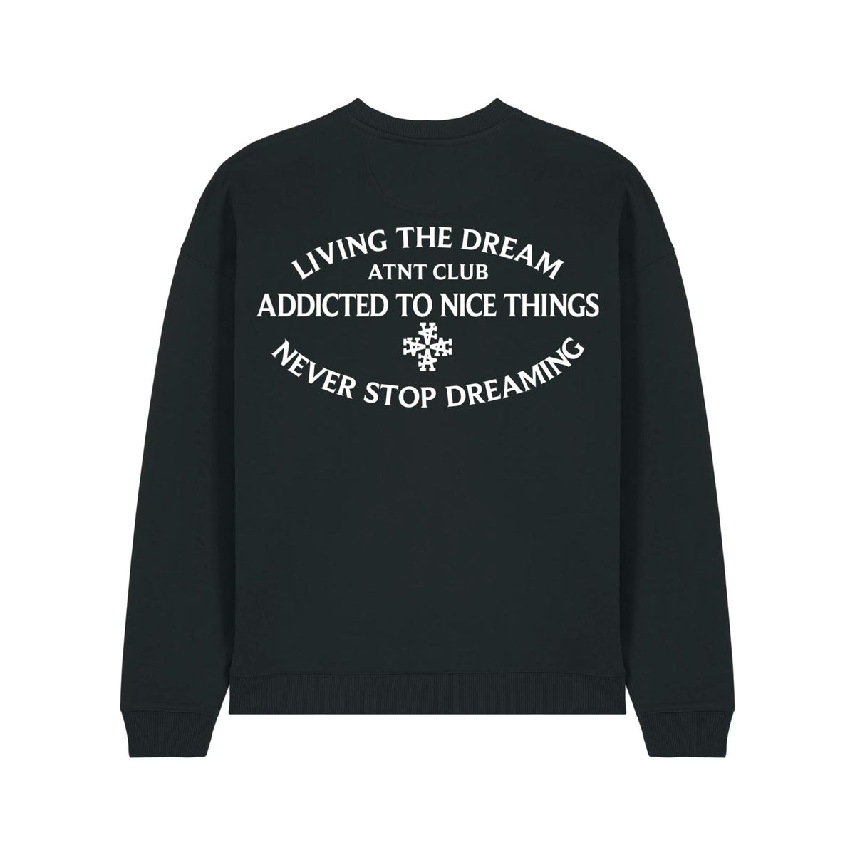 Sweat col rond noir Never Stop Dreaming ATNT PARIS, vue de dos.