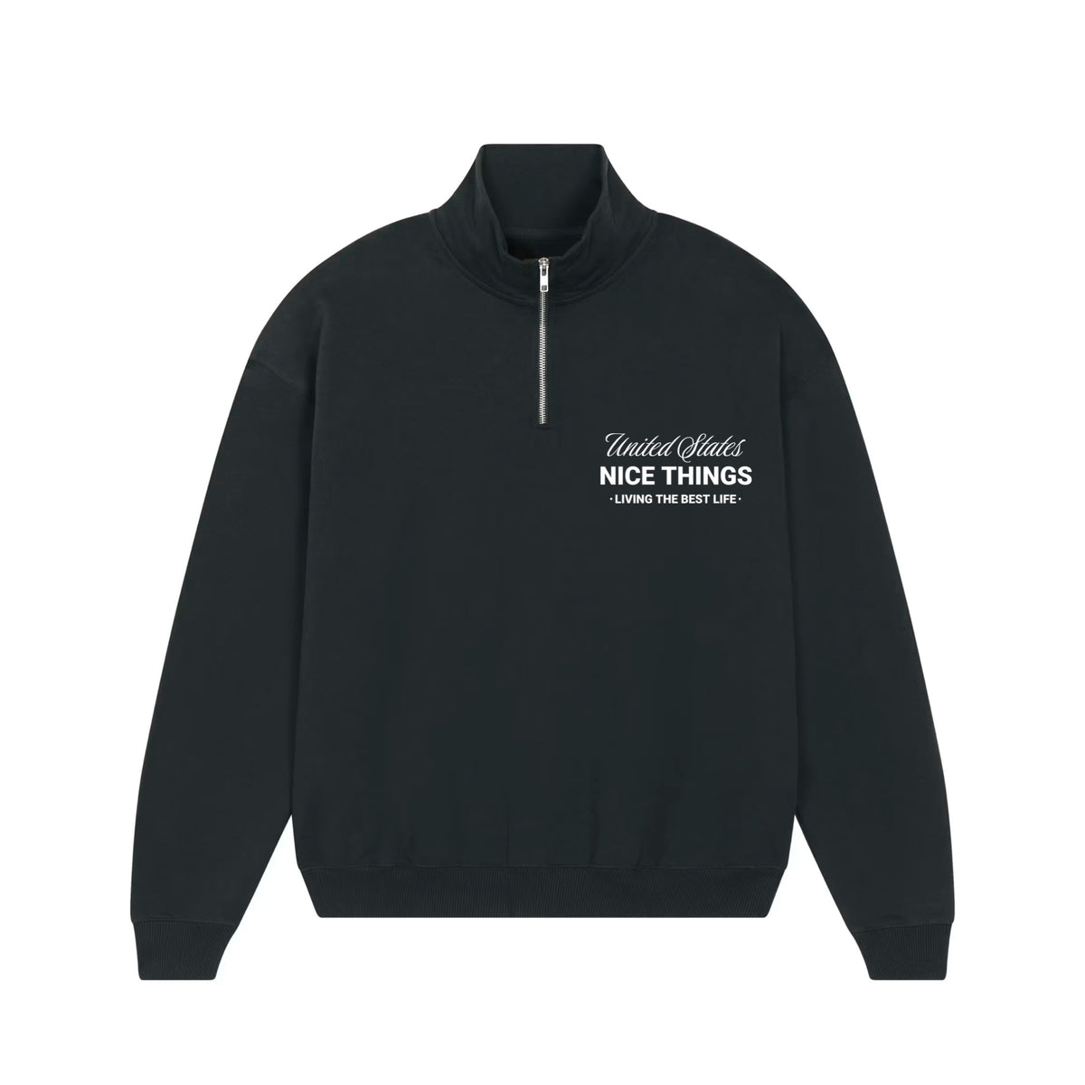 Sweat col trucker noir NYC Héritage ATNT PARIS, vue de face.