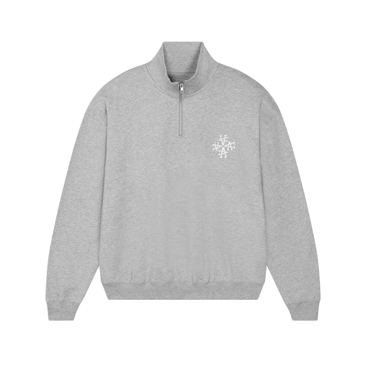 Sweat col trucker signature gris ATNT PARIS, vue de face.