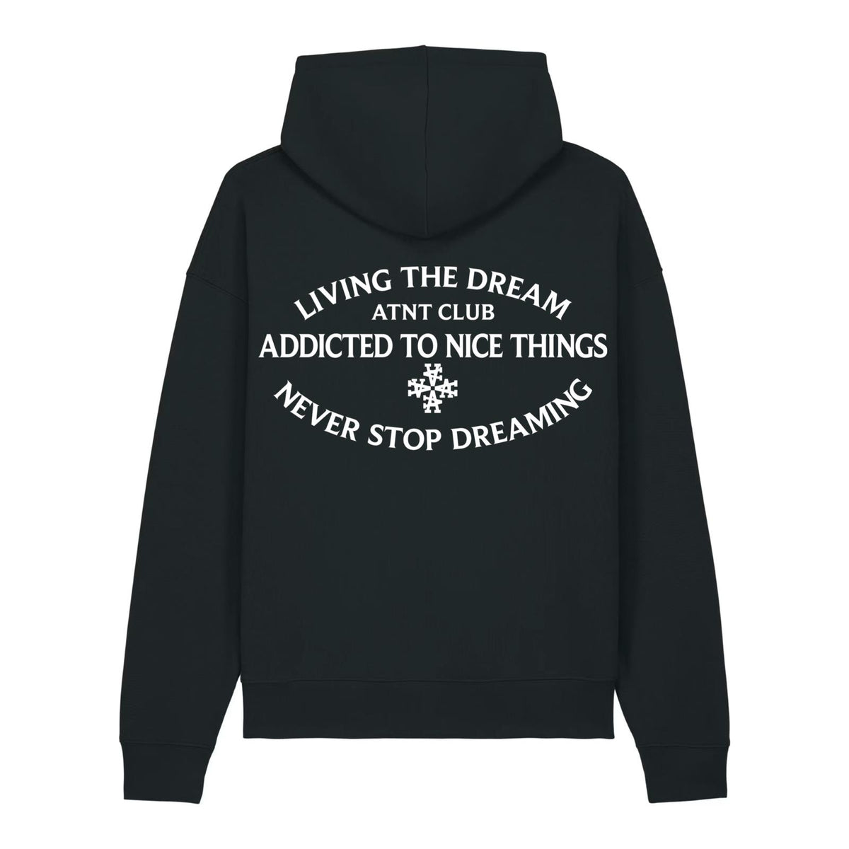 Sweat oversize noir Never Stop Dreaming ATNT PARIS, vue de dos.