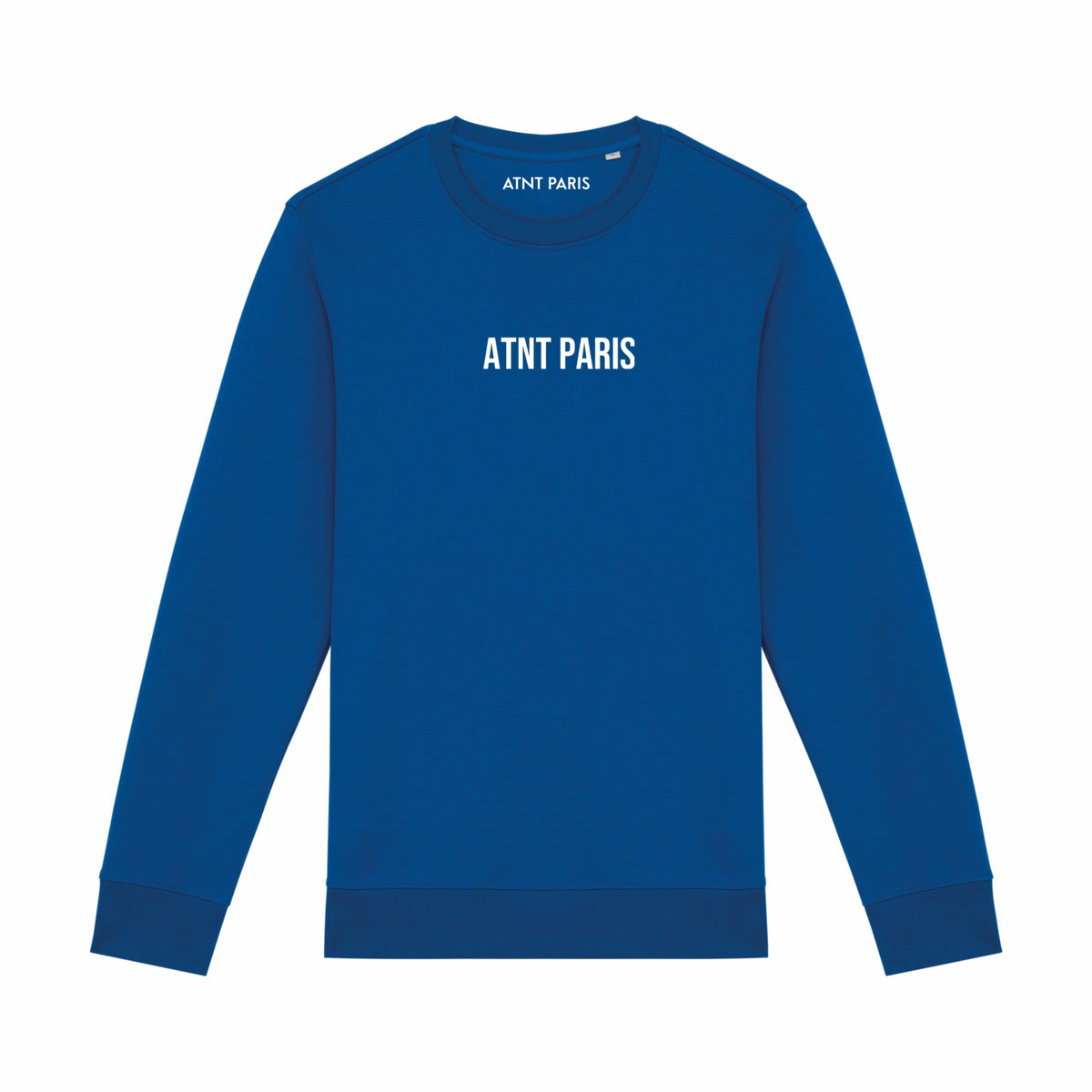 Sweat-shirt unisexe à col rond Dark Angel bleu roi ATNT PARIS, vue de face.