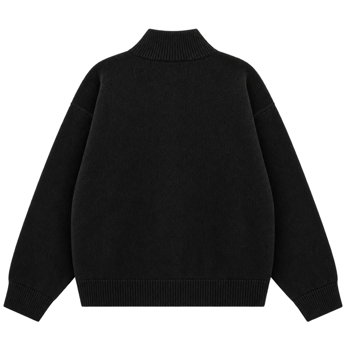 Sweat zippé en maille fluffy monogramme signature noir ATNT PARIS, vue de dos.