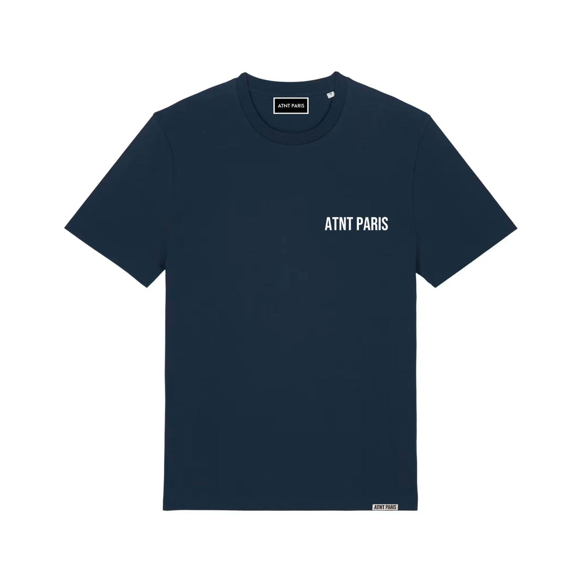 T-shirt classique bleu marine essentials ATNT PARIS, vue de face.