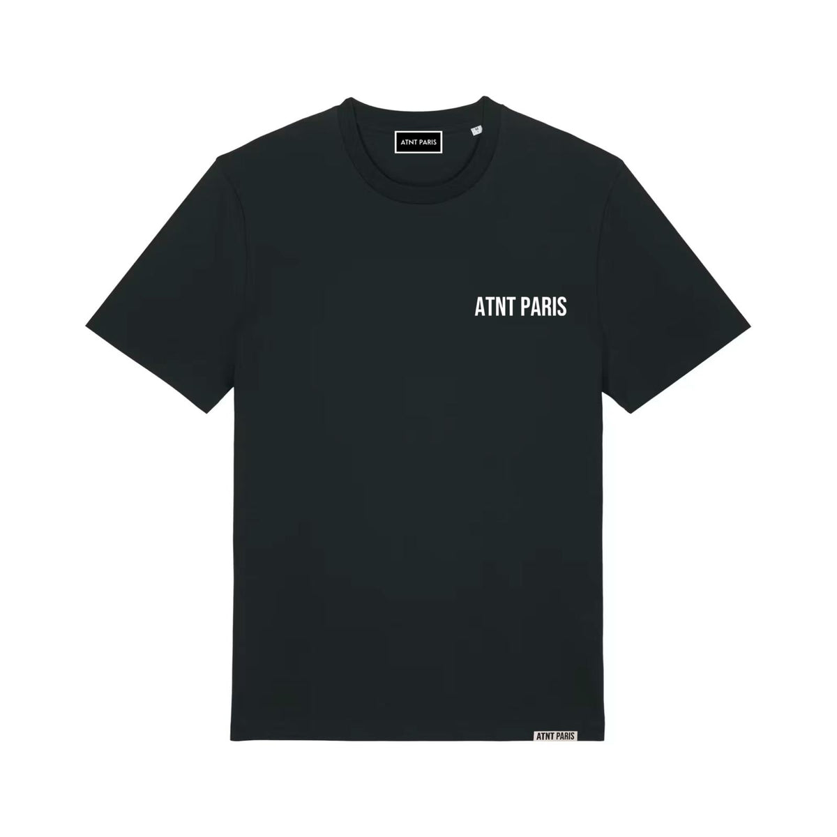 T-shirt classique noir essentials ATNT PARIS, vue de face.