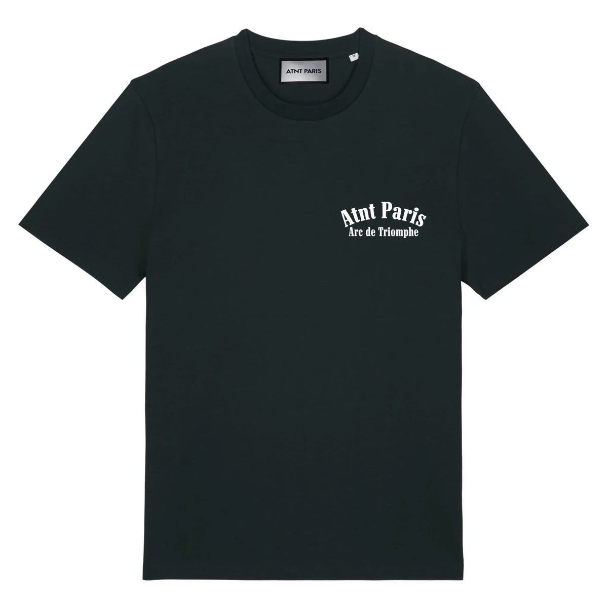 T-shirt noir Arc de Triomphe ATNT PARIS, vue de face.