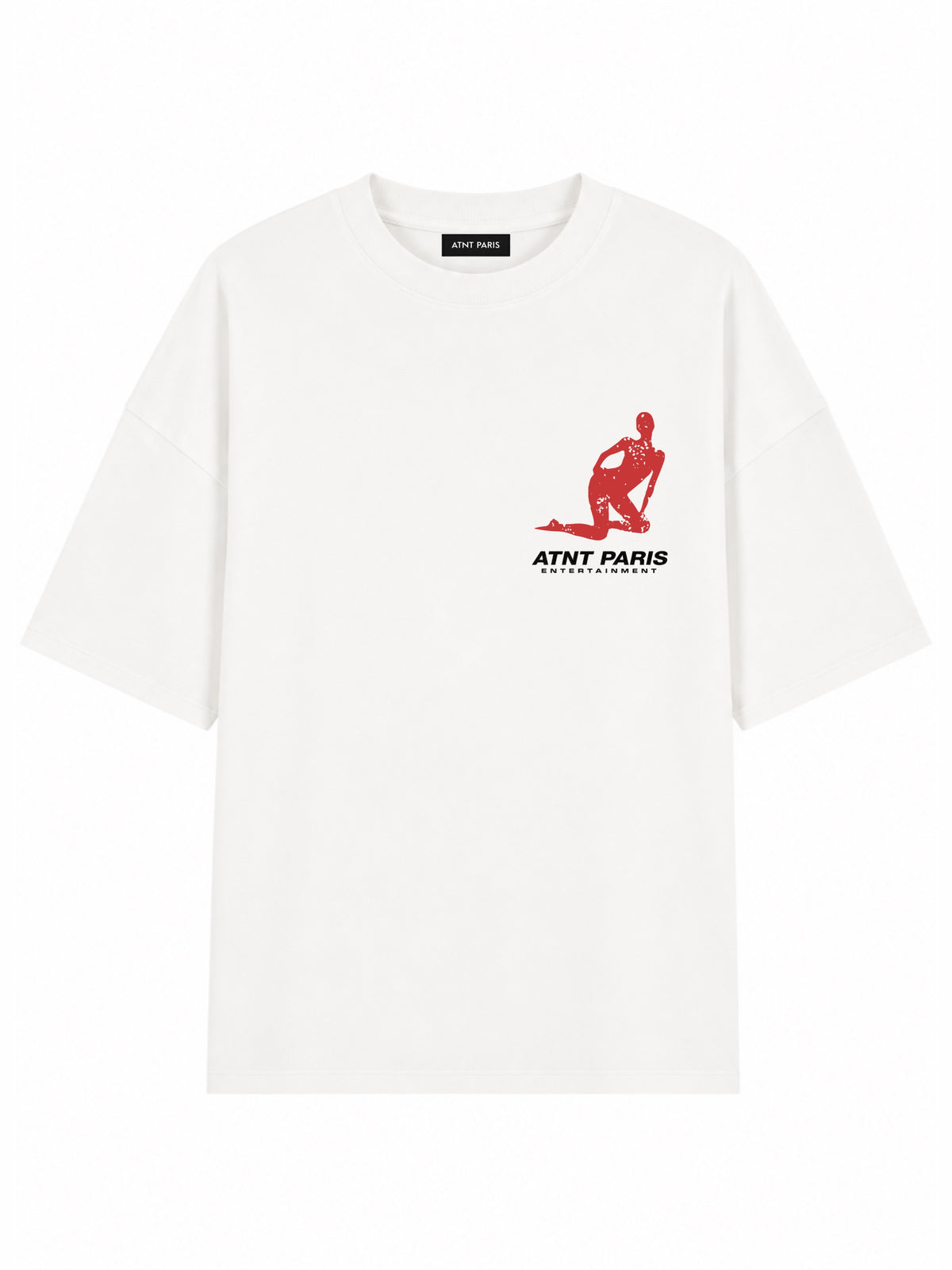 T-shirt oversize ample entertainment blanc ATNT PARIS, vue de face.