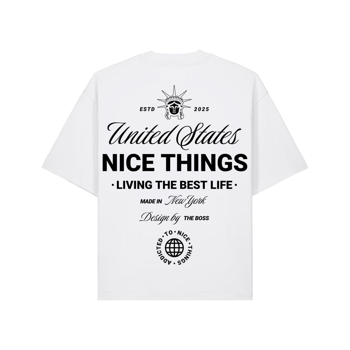 T-shirt oversize blanc nyc heritage ATNT PARIS, vue de dos.