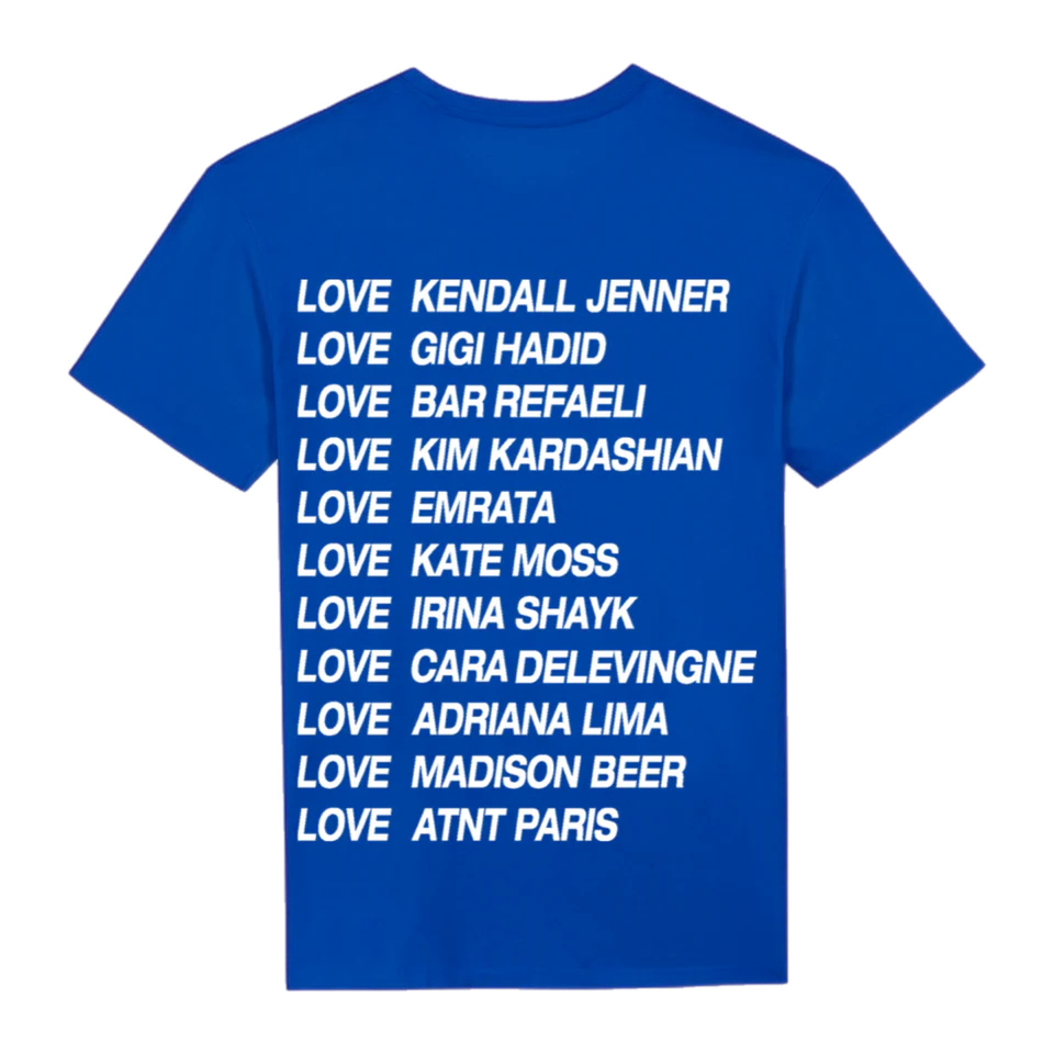 T-shirt unisexe bleu roi love ATNT PARIS, vue de dos.