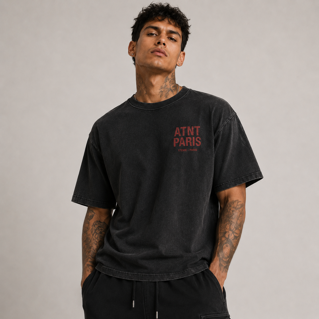 T-shirt Washed Black ATNT Paris 17ème — Remember Edition