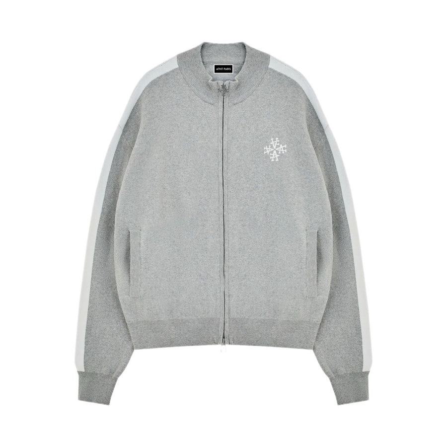 Veste Knitted Gris Signature rayures latérales