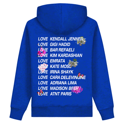 Sweat Capuche Bleu Roi Love Flower