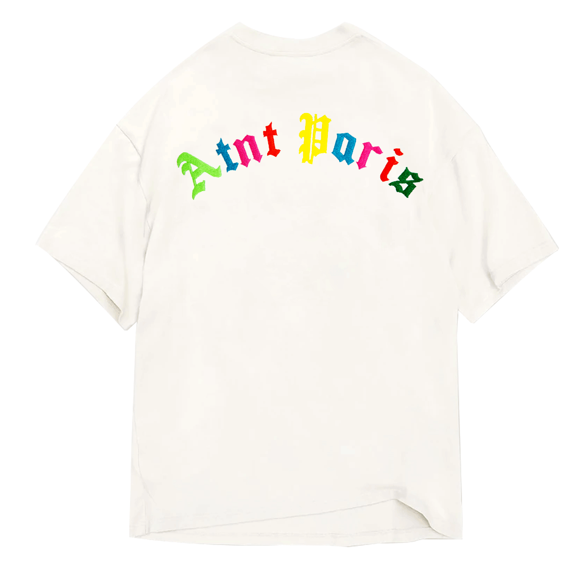 Atnt color t-shirt oversize blanc brodé ATNT PARIS, vue de dos.