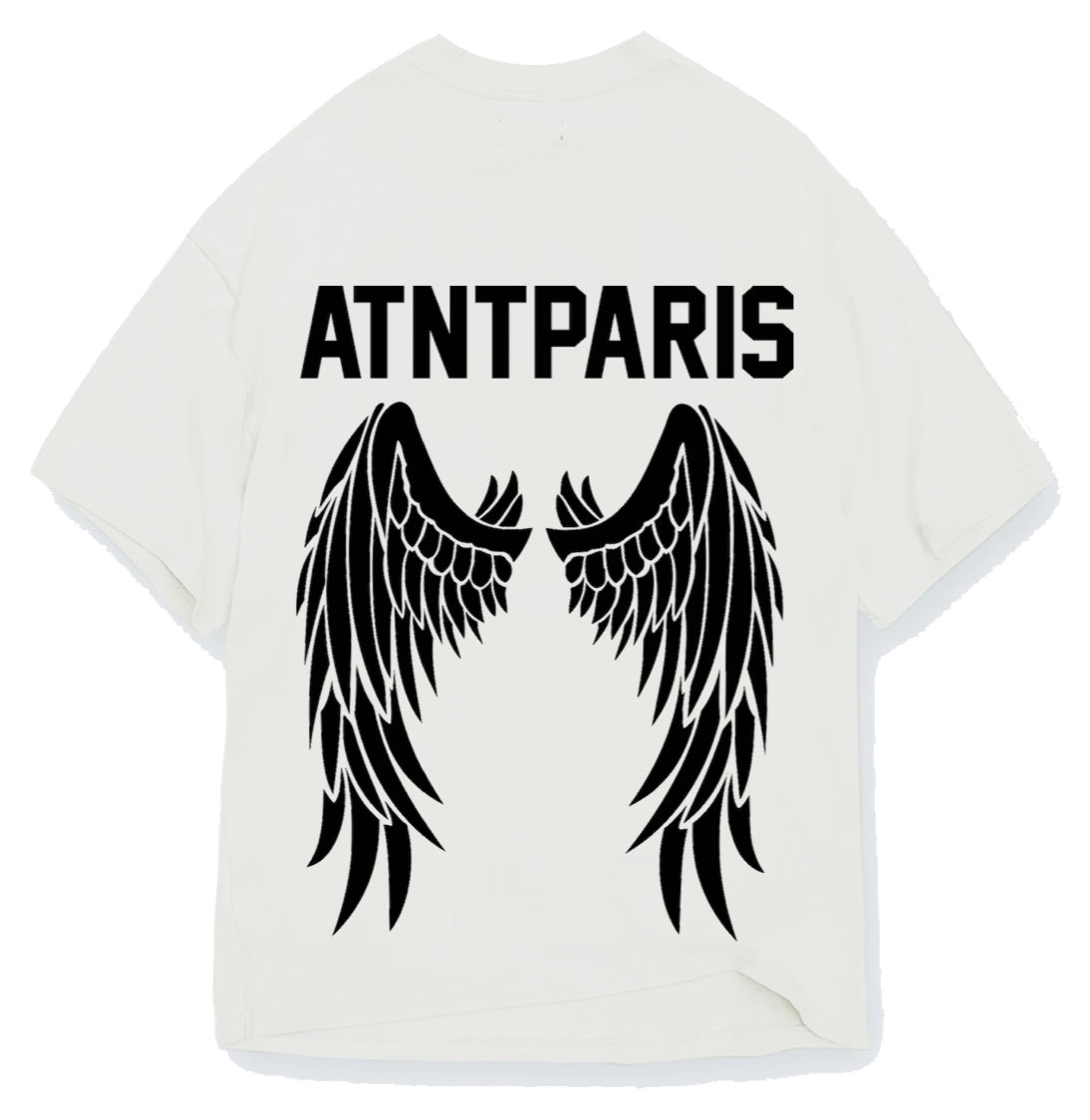 Dark Angel t-shirt oversize blanc cassé ATNT PARIS, vue de dos.