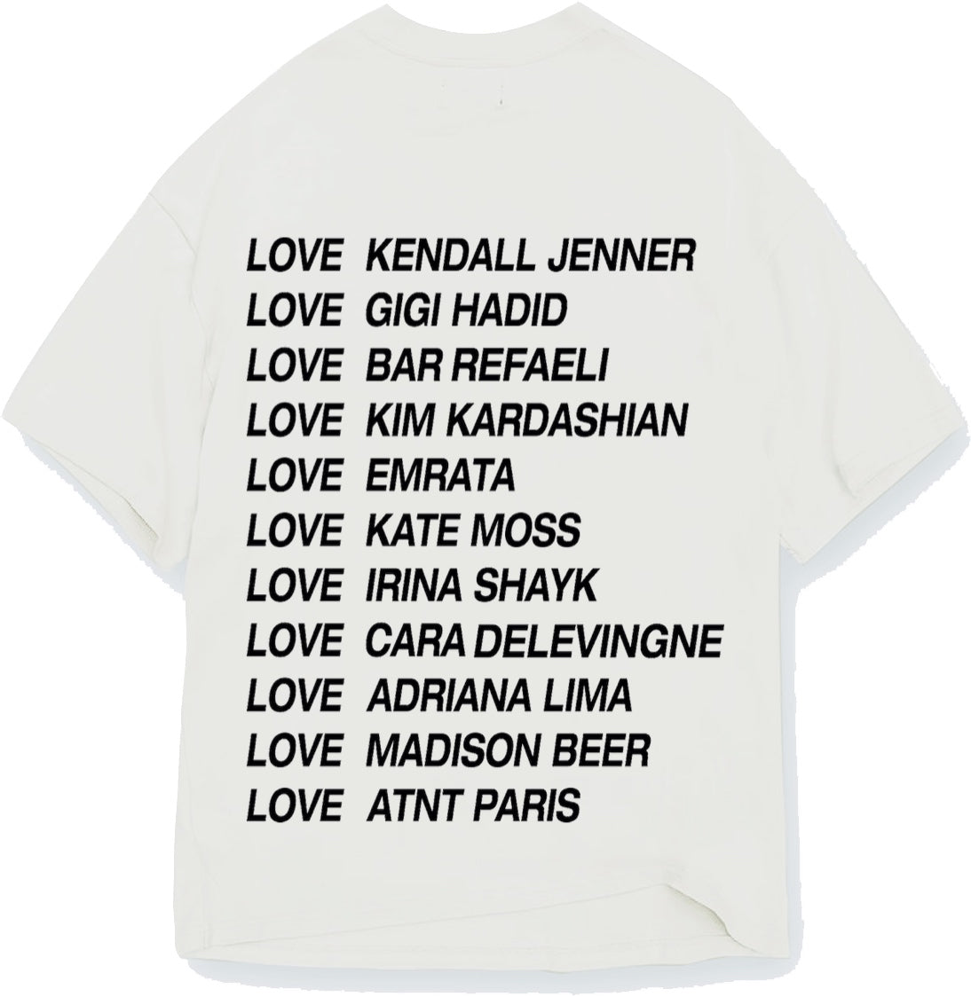 Love t-shirt oversize blanc cassé ATNT PARIS, vue de dos.