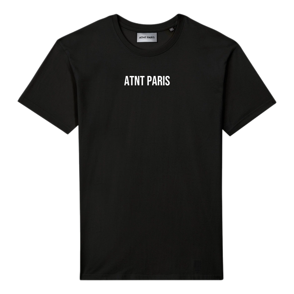 T-shirt unisexe noir addicted ATNT PARIS, vue de face.